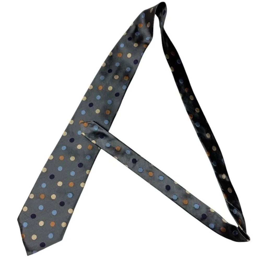 Xmi Platinum Men's Multicolored Polka Dot Jacquard Woven Classic All Silk Tie OS